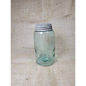 Antique Ball Jar, Blue Quart, 3 Loop Logo, Slope Shoulder, 1900-1910